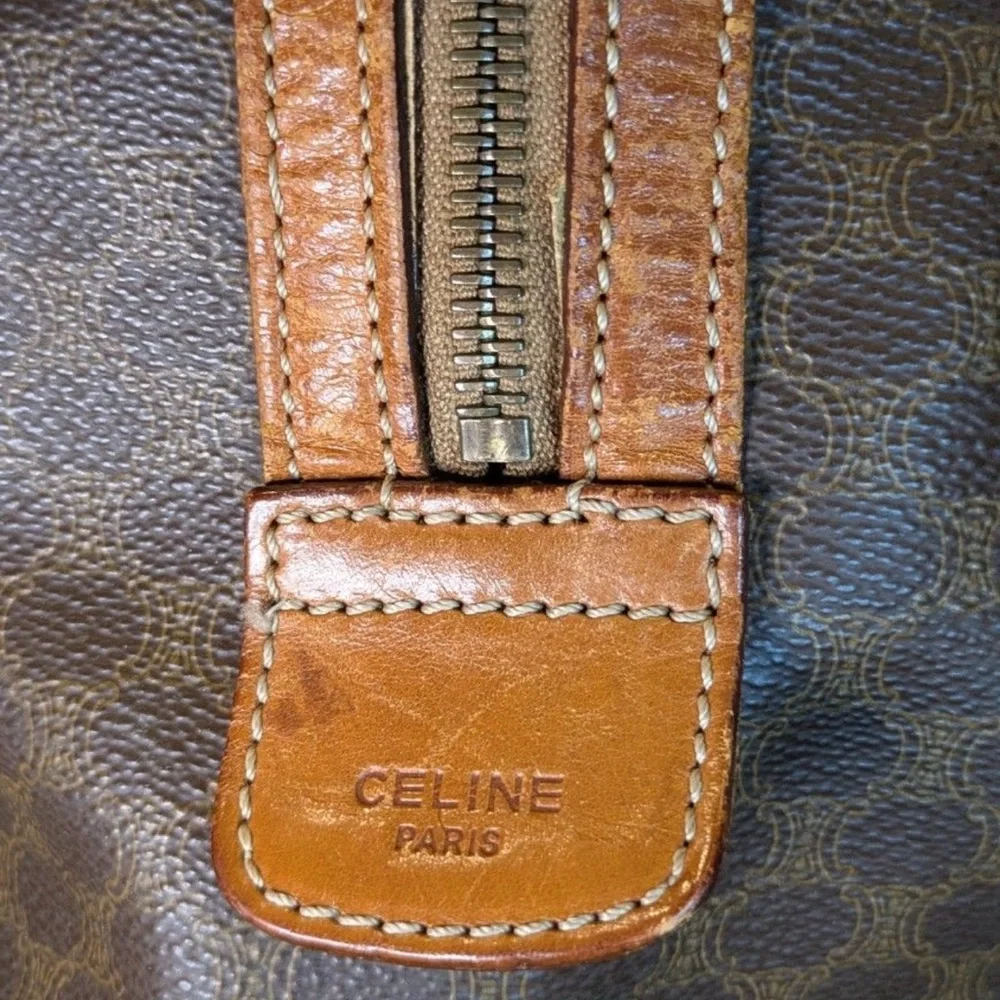 Celine Macadam Boston Bag Vintage Brown Small 2-Handle Classic Monogram Handbag - Picture 5 of 5